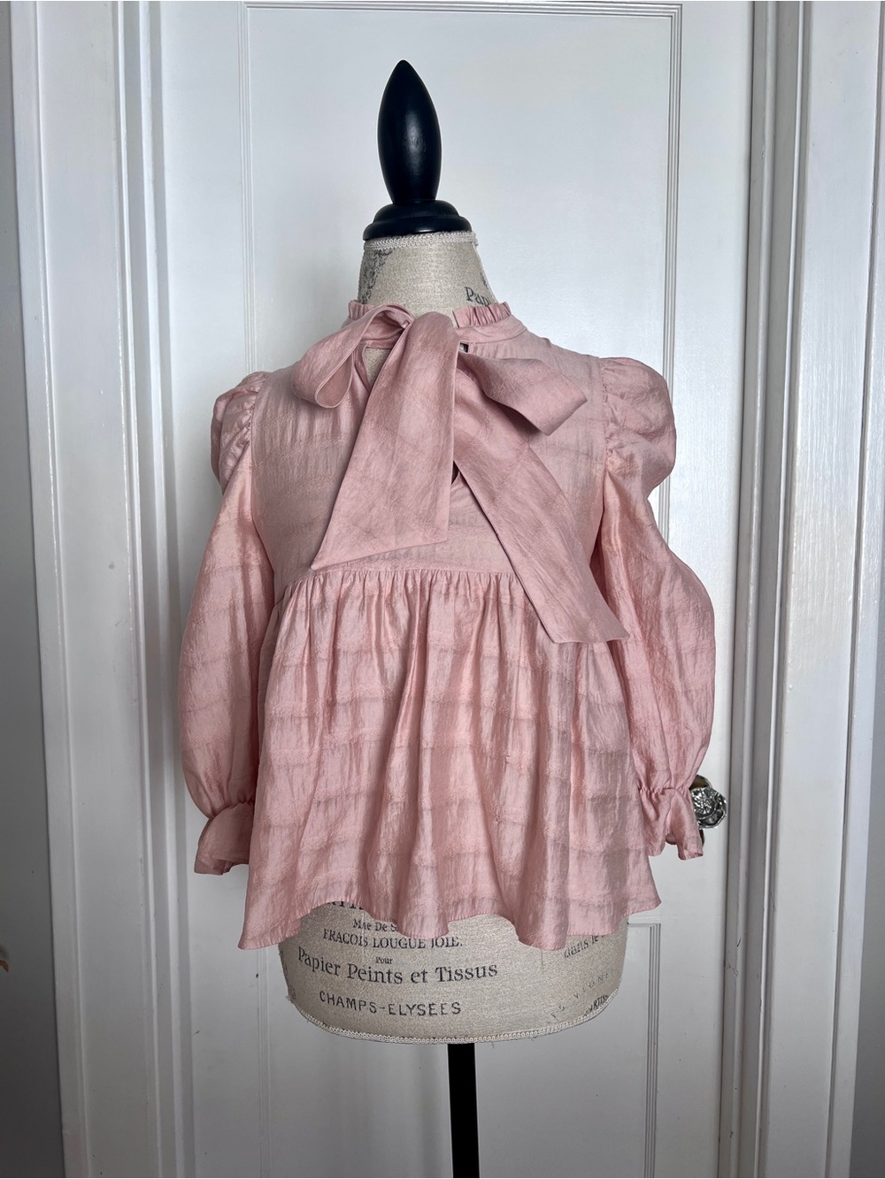 Women’s Zara Pink Tie-Neck Babydoll Blouse